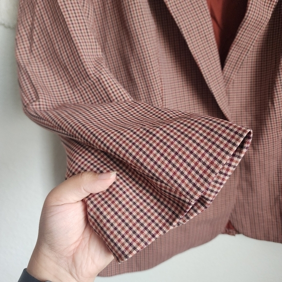 A New Day Gingham Plaid Oversize Single Breasted Boy Blazer Academia NWT XXL - Picture 6 of 11